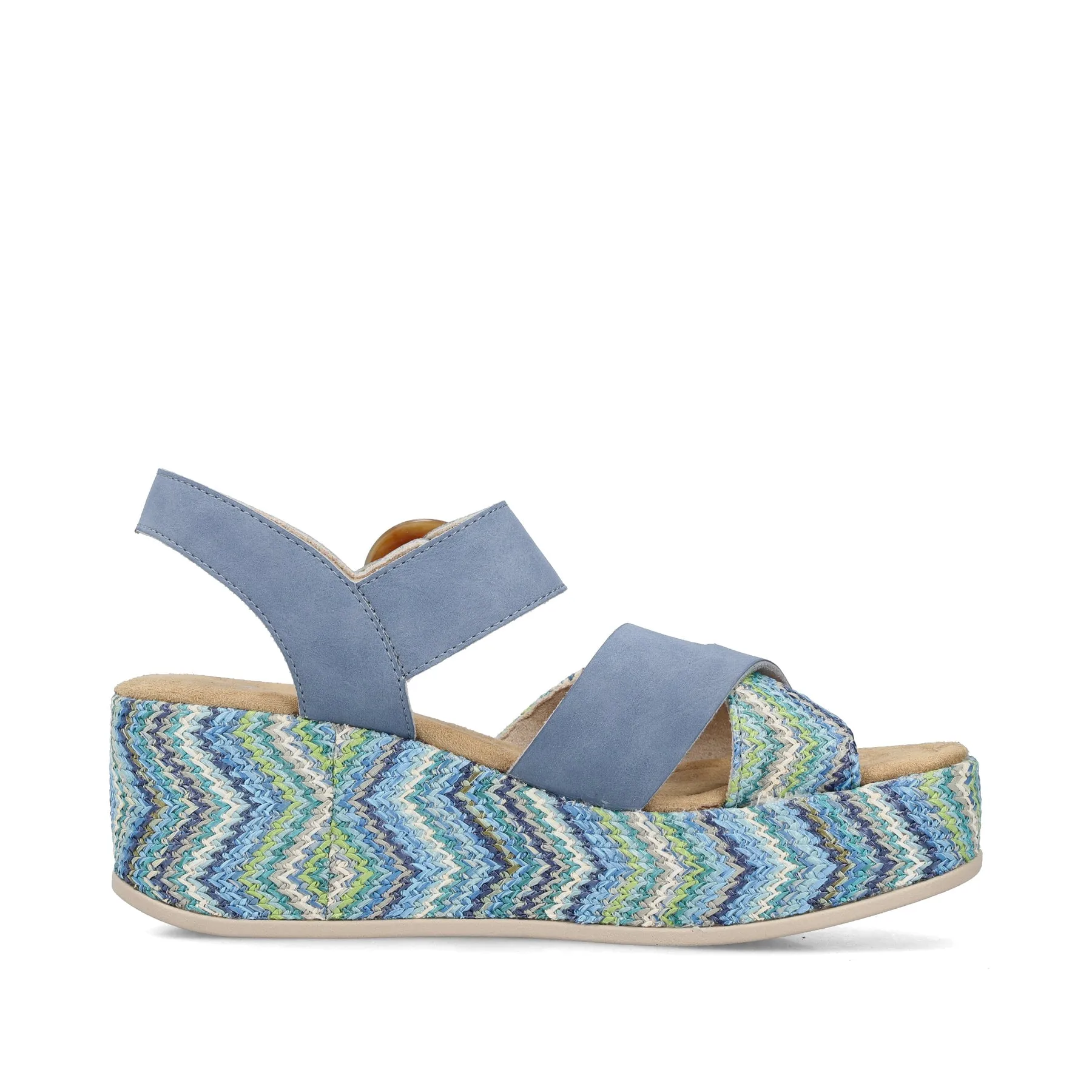 Rieker Womens Fashion Platform Wedge Sandal | Blue sold by The Foot Factory product image thumbnail 3