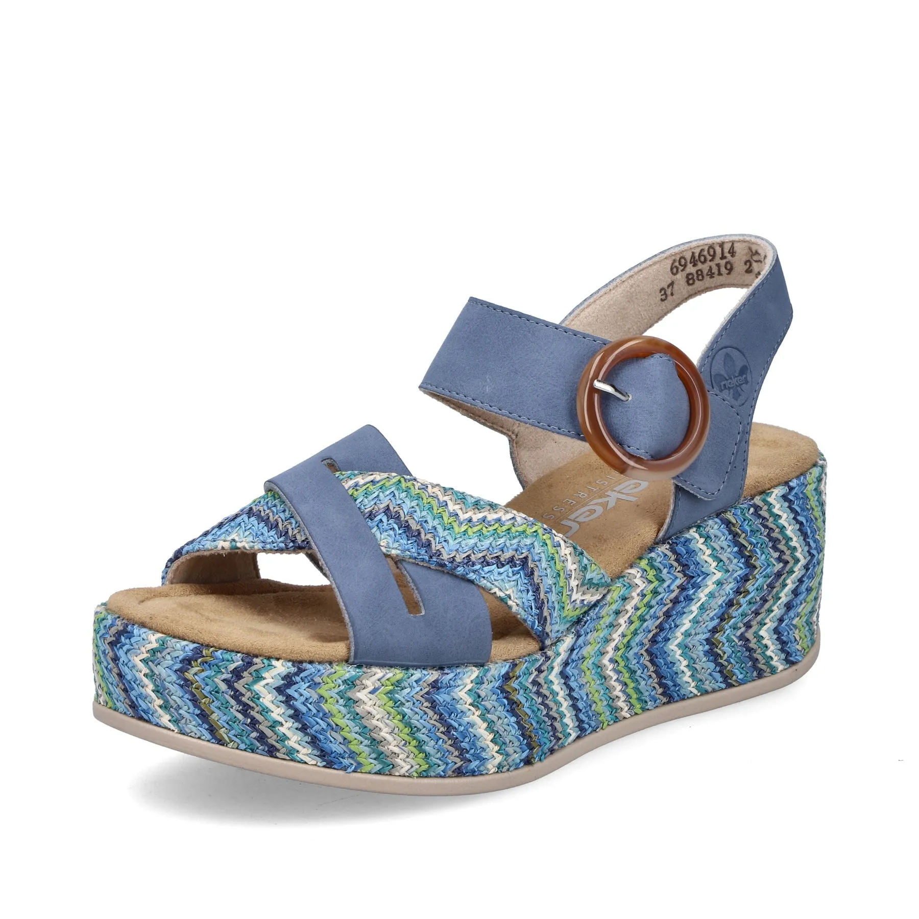 Rieker Womens Fashion Platform Wedge Sandal | Blue sold by The Foot Factory product image thumbnail 2
