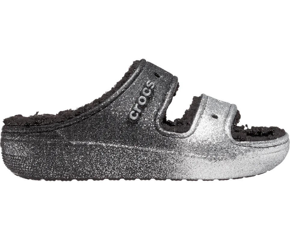 Crocs Unisex Classic Cozzzy Glitter Sandal - Black / Silver made by Crocs