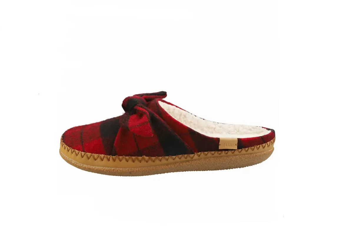 Toms-Ivy-Red-Plaid-bow-Slippers made by Toms