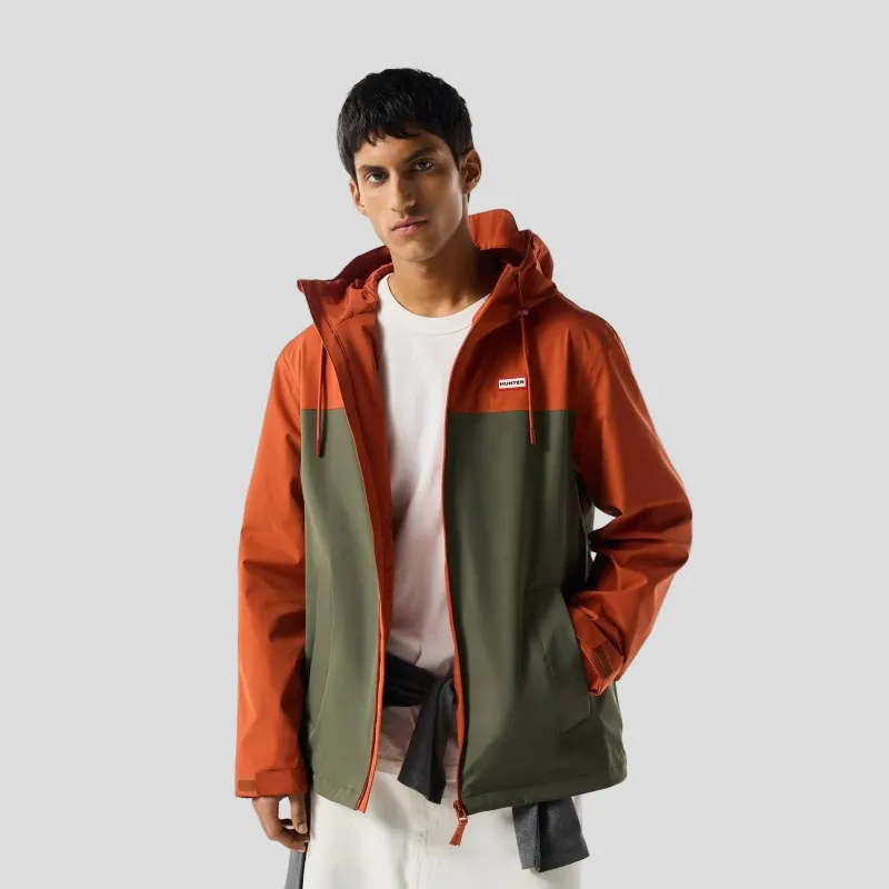 Hunter Mens Original Mens Block Waterproof Jacket | Burnt Brick Kambaba made by Hunter