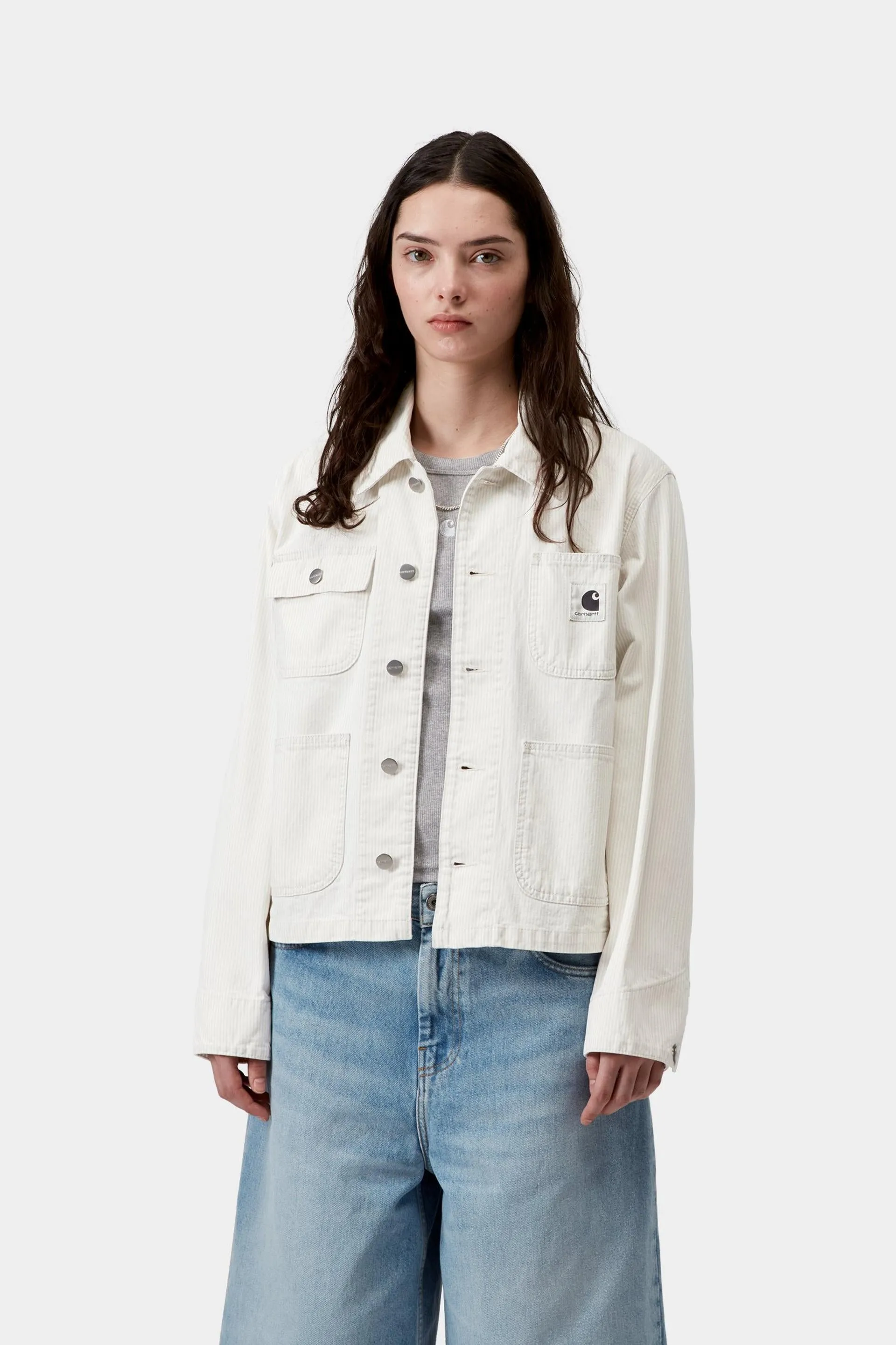 Carhartt WIP Womens Mercer Chore Coat | Graphite / Wax Bleached Mercer Stripe sold by The Foot Factory product image thumbnail 3