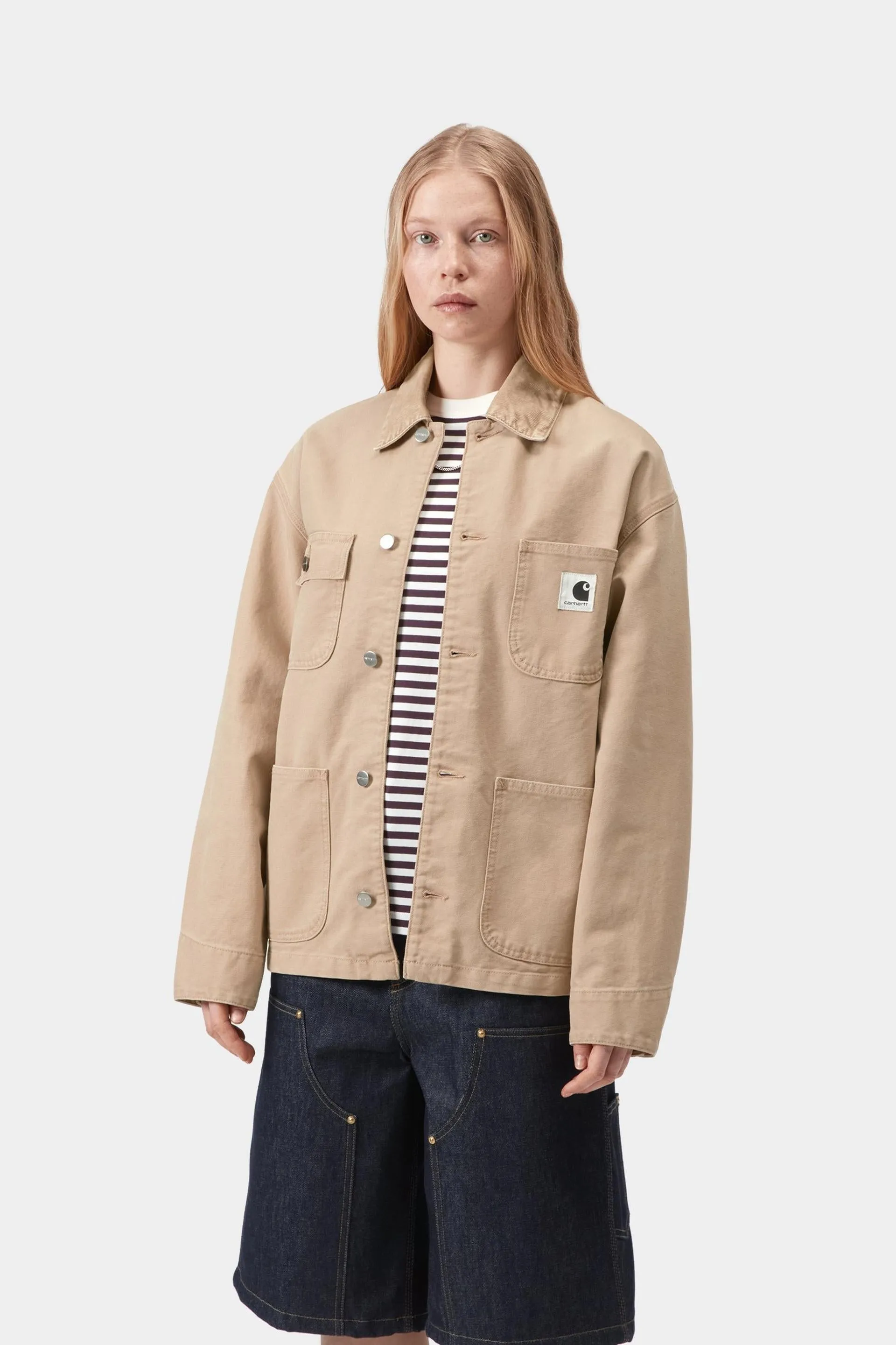 Carhartt WIP Womens OG Michigan Coat Jacket | Dusty Hamilton Brown Stone Canvas sold by The Foot Factory product image thumbnail 3