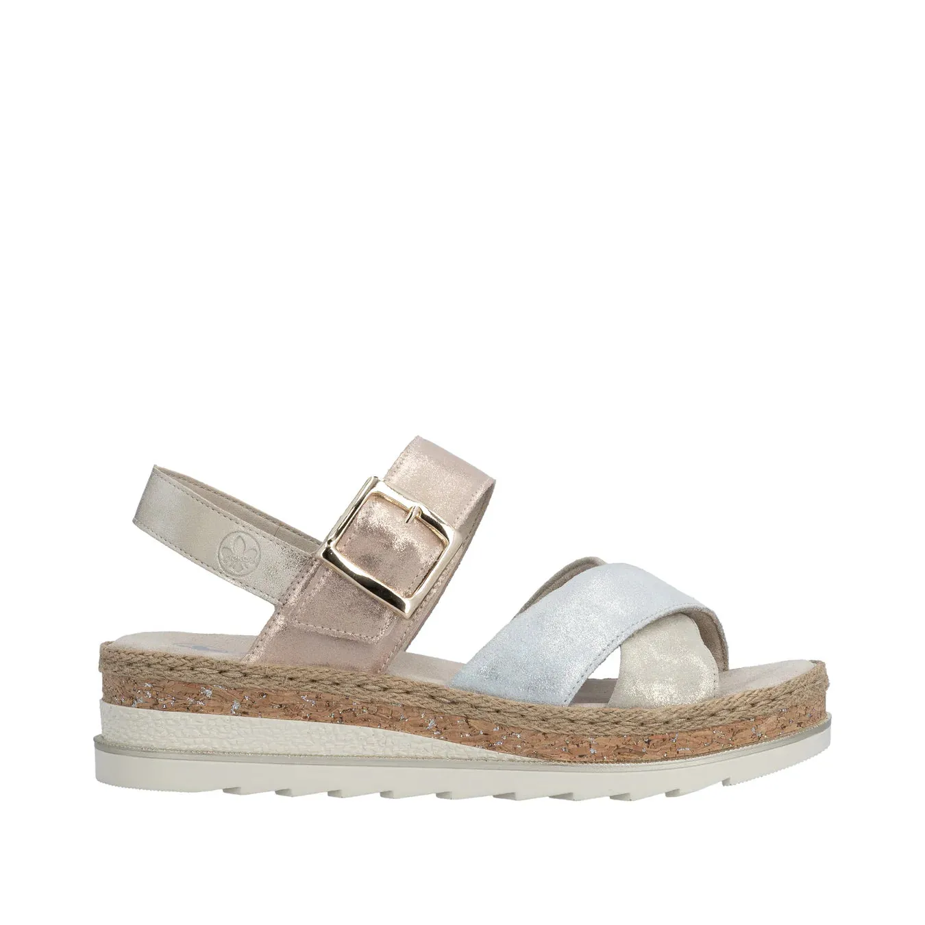 Rieker Women Wedge Sandal | Metallic sold by The Foot Factory