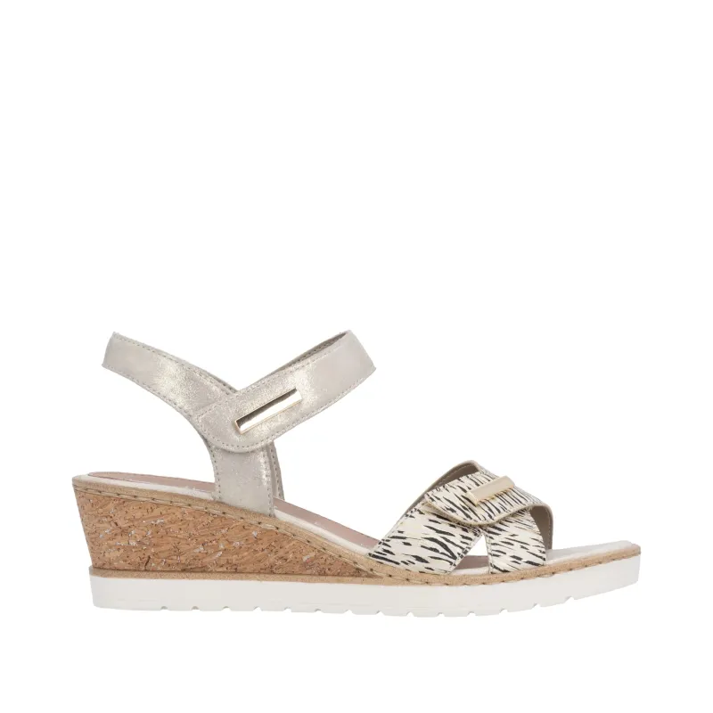 Remonte Womens Fashion Wedge Sandal | Gold made by Remonte