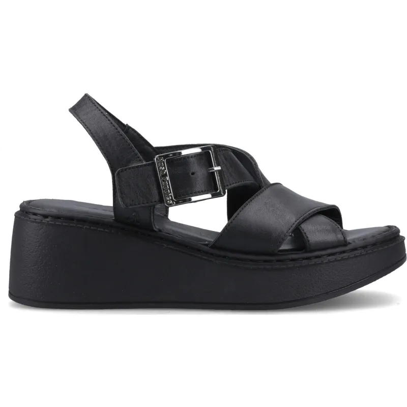 Hush Puppies Womens Bretta Wedge Sandal | Black made by Hush Puppies