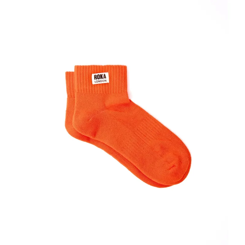 ROKA Wembley Organic Cotton Crop Socks | Jaffa Orange made by The Foot Factory