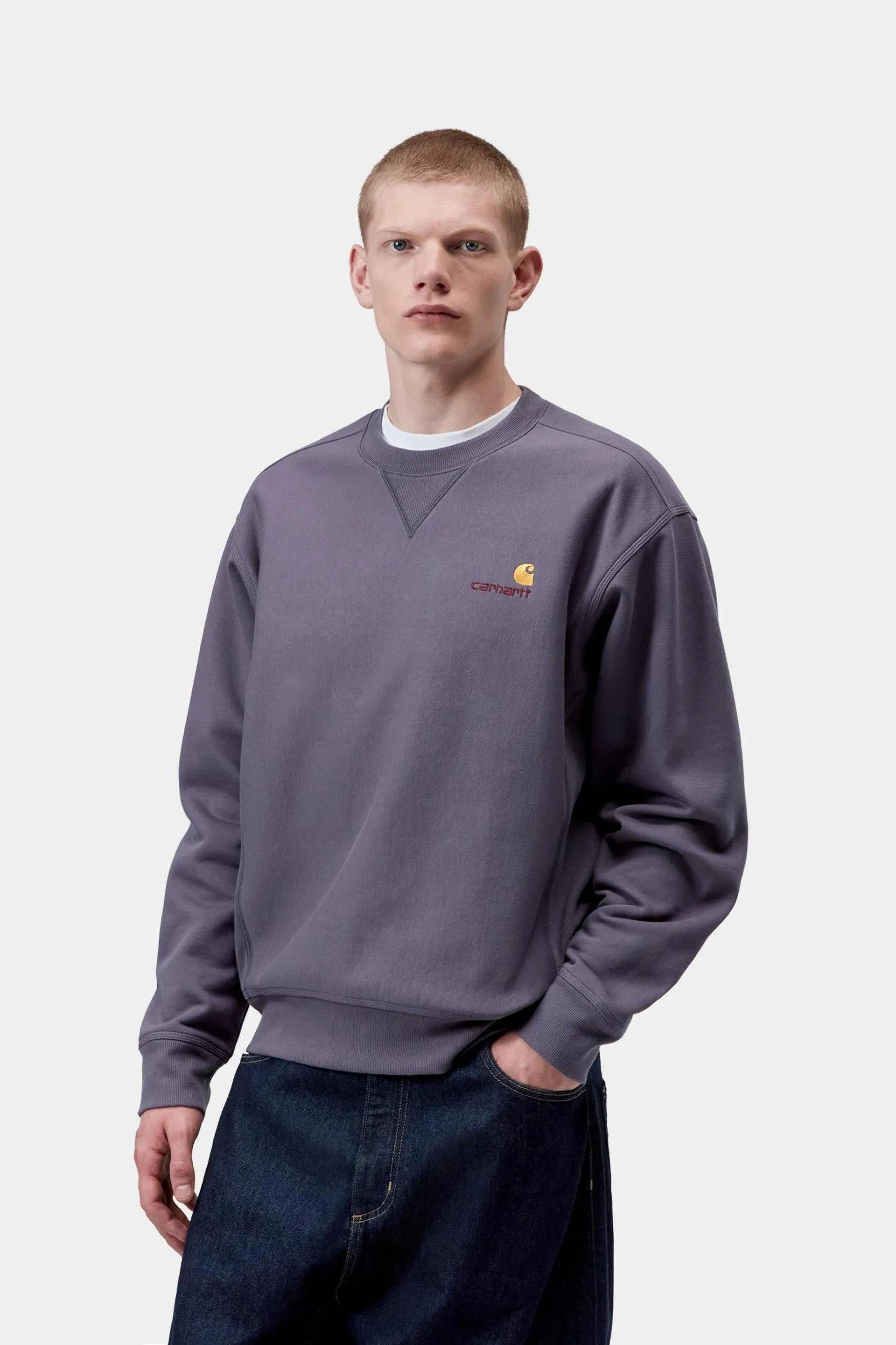 Carhartt WIP Mens American Script Sweat Top | Shady Purple sold by The Foot Factory product image thumbnail 3