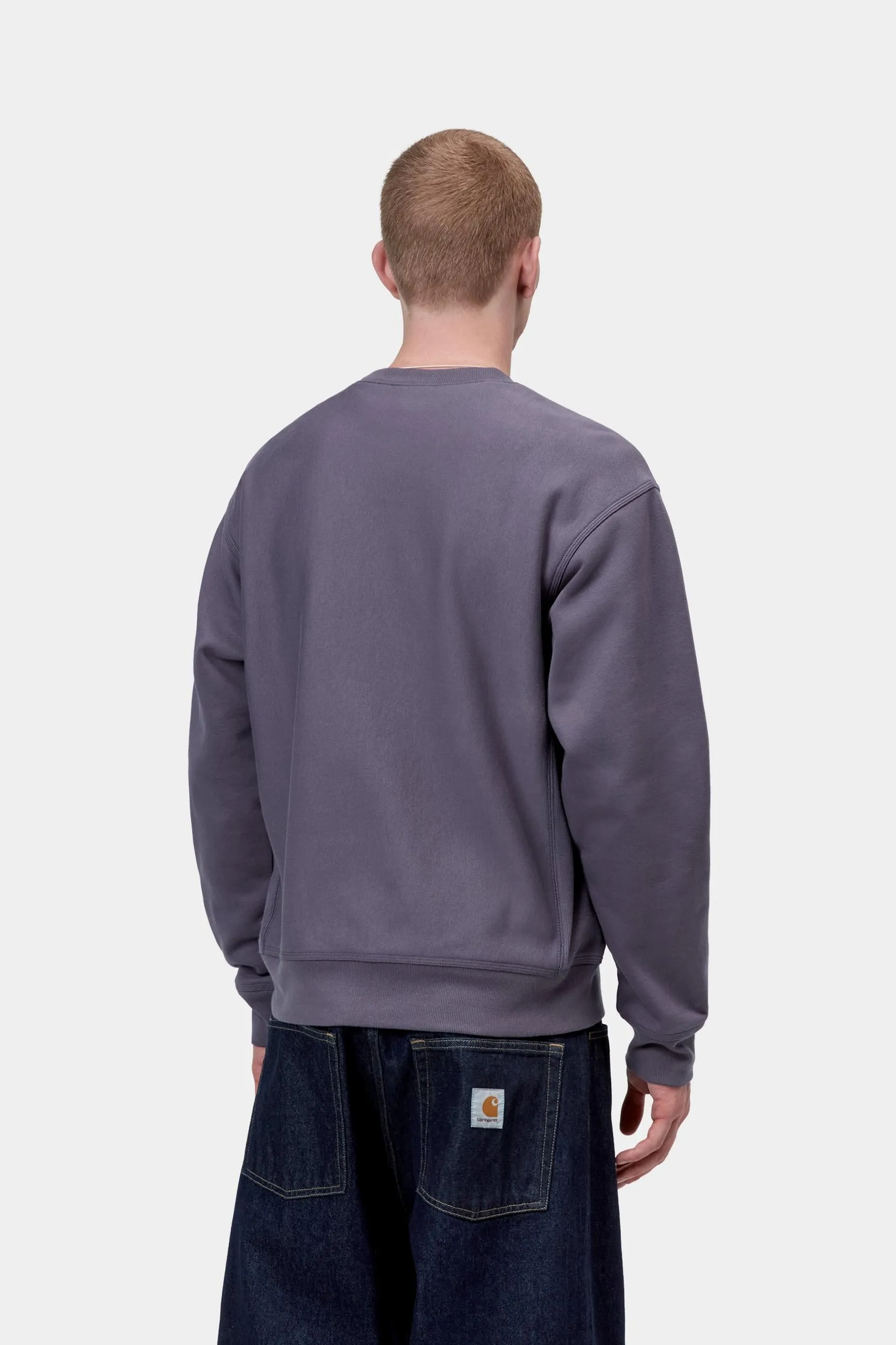 Carhartt WIP Mens American Script Sweat Top | Shady Purple sold by The Foot Factory product image thumbnail 4