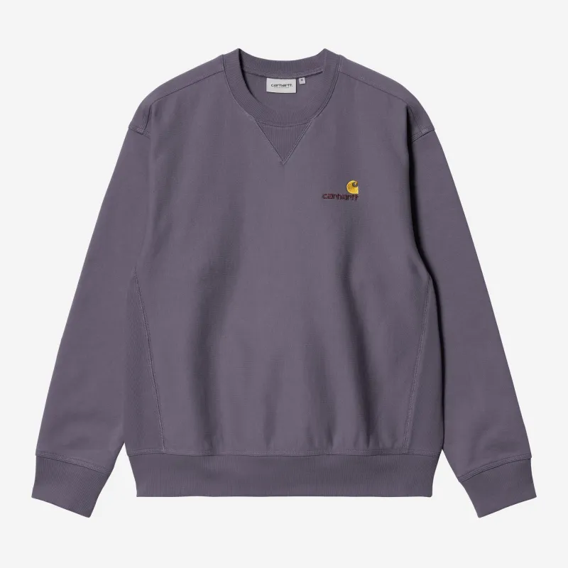 Carhartt WIP Mens American Script Sweat Top | Shady Purple made by Carhartt WIP