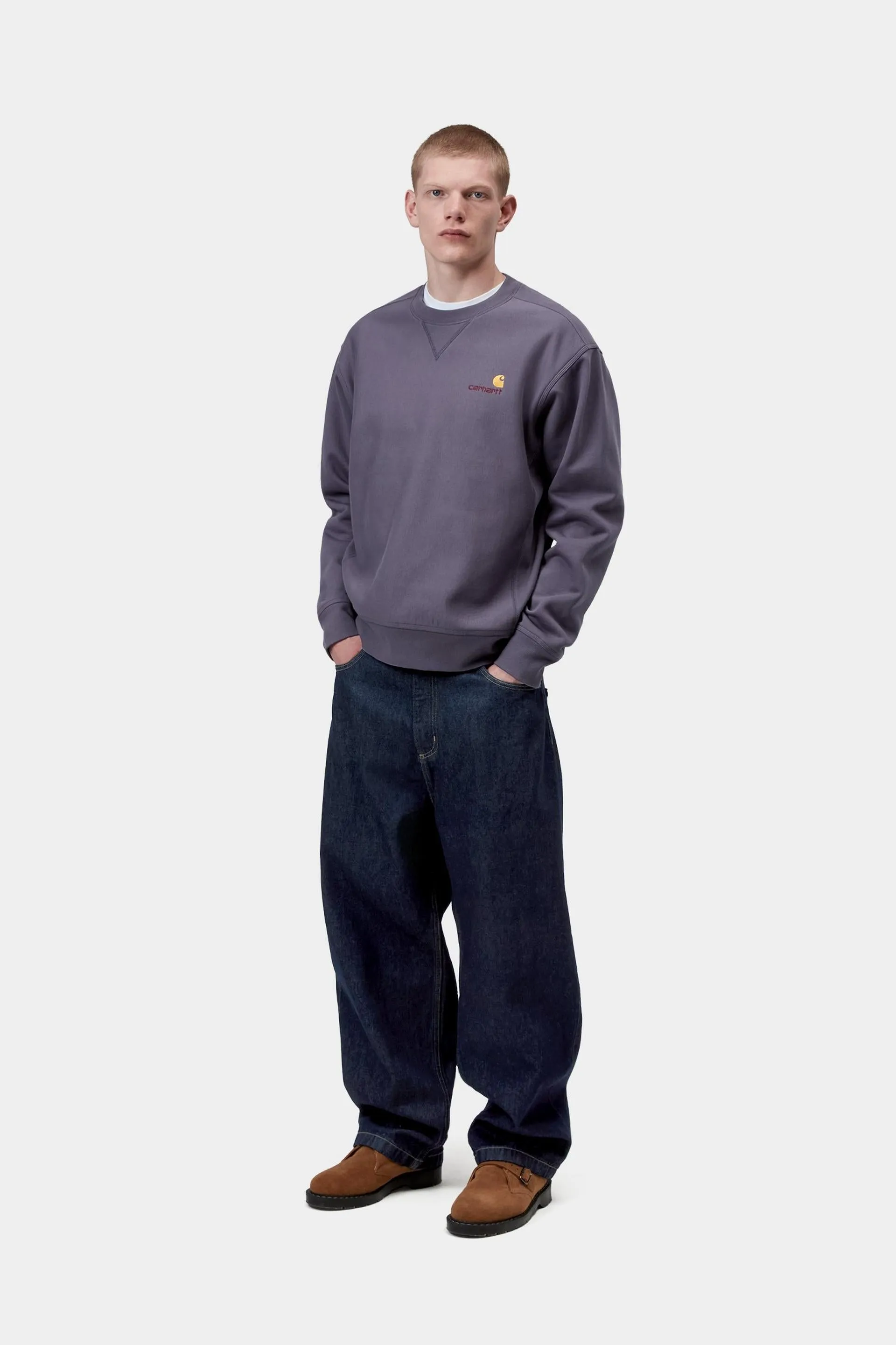 Carhartt WIP Mens American Script Sweat Top | Shady Purple sold by The Foot Factory product image thumbnail 5