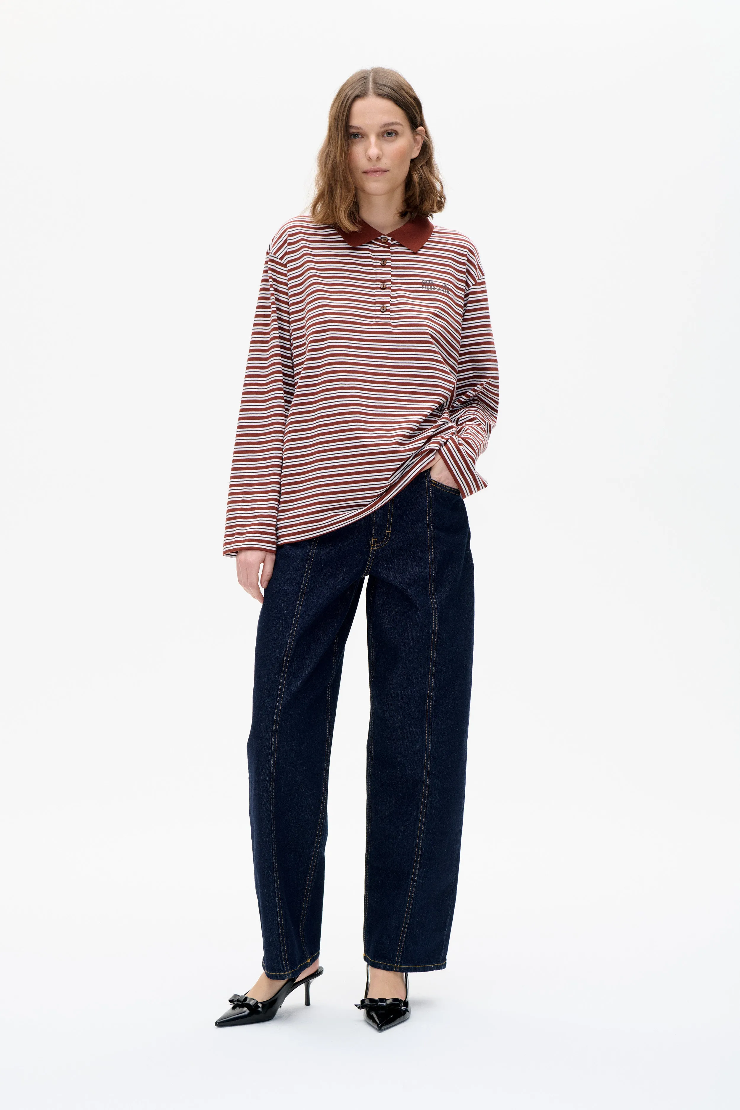 JEANNI T-SHIRT | Bordeaux Polo Stripe sold by Baum und Pferdgarten