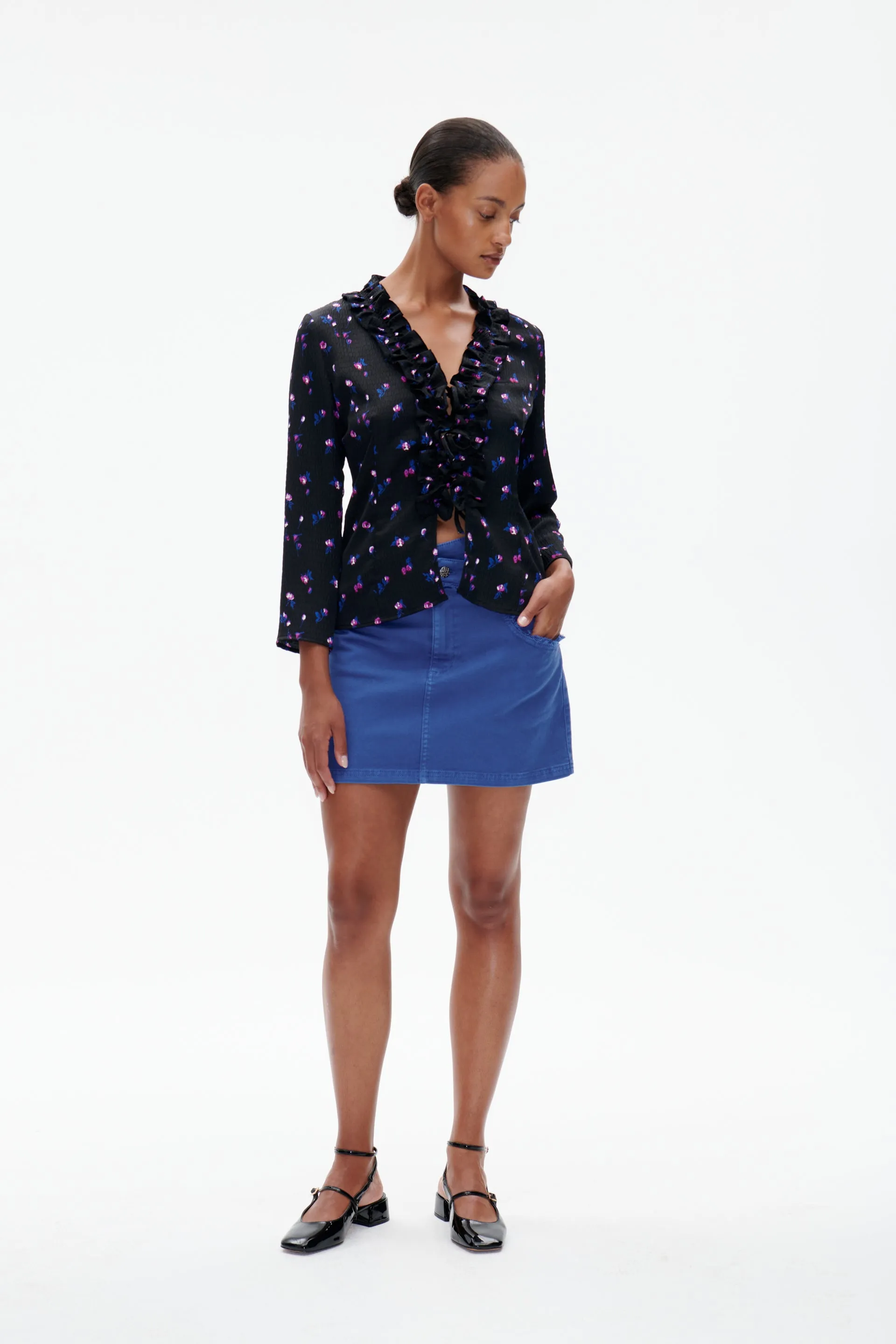 MAJI BLOUSE | Black Mini Rose sold by Baum und Pferdgarten