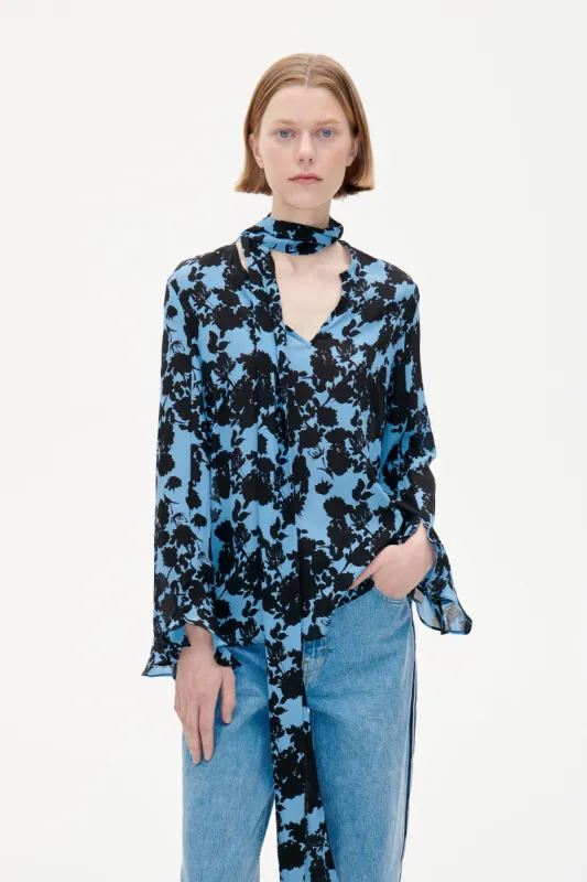 MISHAL BLOUSE | Blue Flower Jacquard sold by Baum und Pferdgarten