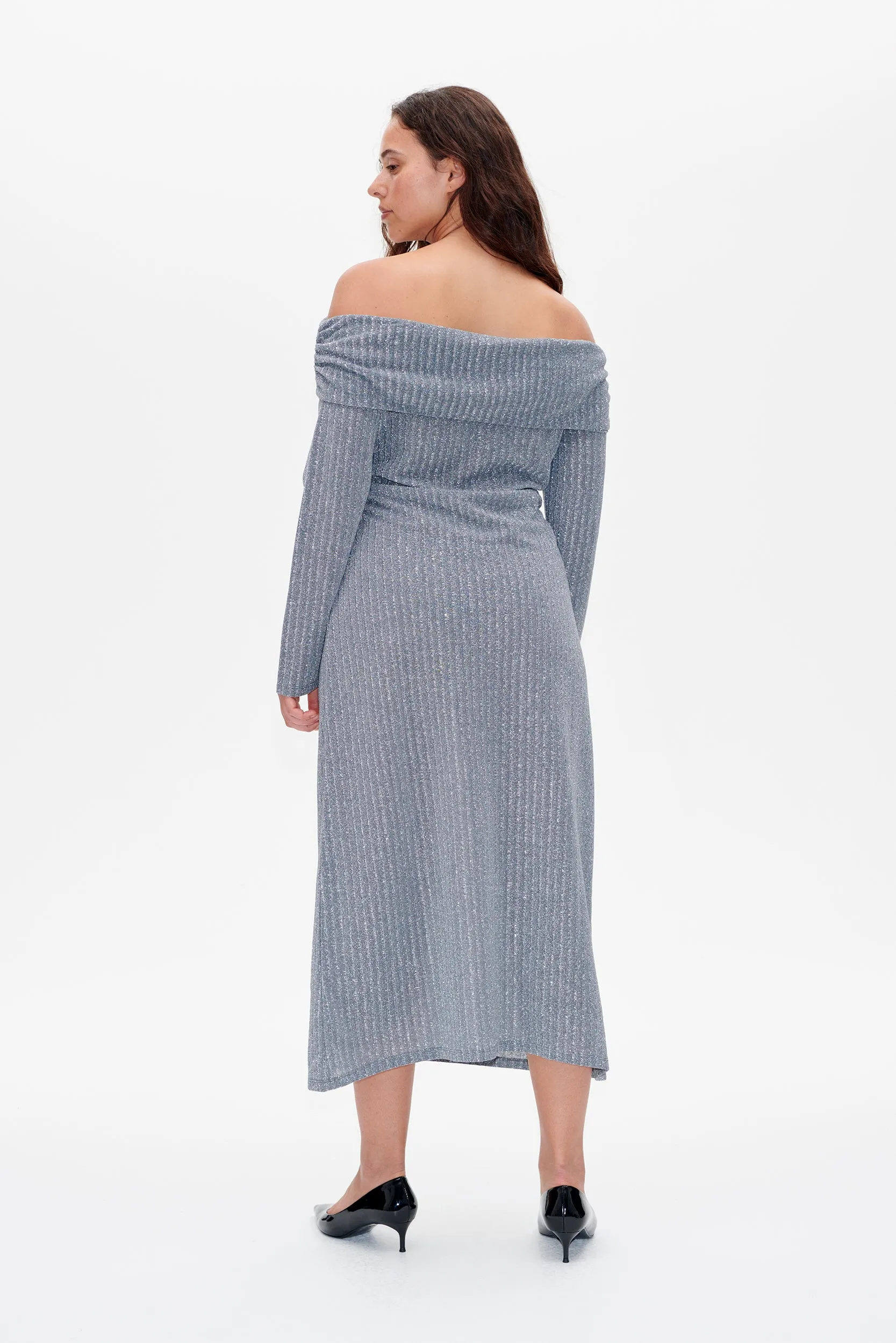 JOA DRESS | Silver Lurex Pinstripe sold by Baum und Pferdgarten product image thumbnail 2