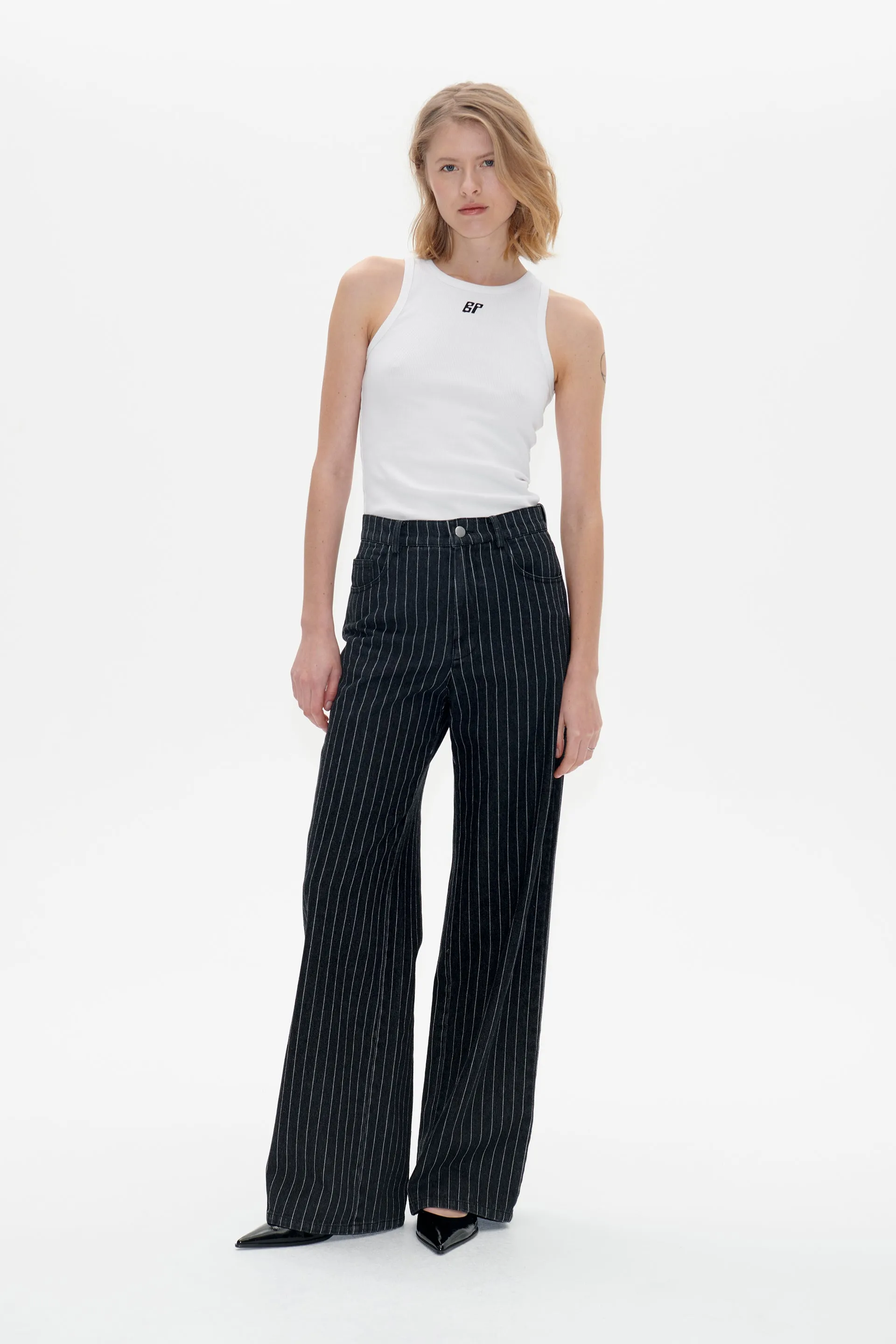 NINI JEANS | Black Pinstripe Denim sold by Baum und Pferdgarten product image thumbnail 3