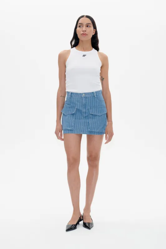 SALI SKIRT | Blue Pinstripe Denim sold by Baum und Pferdgarten