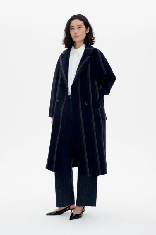 DANICA COAT | Blue Wool Stripe made by Baum und Pferdgarten