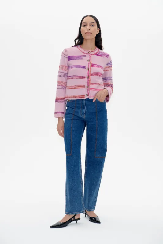CECILLY CARDIGAN | Pink Nektar Stripe sold by Baum und Pferdgarten