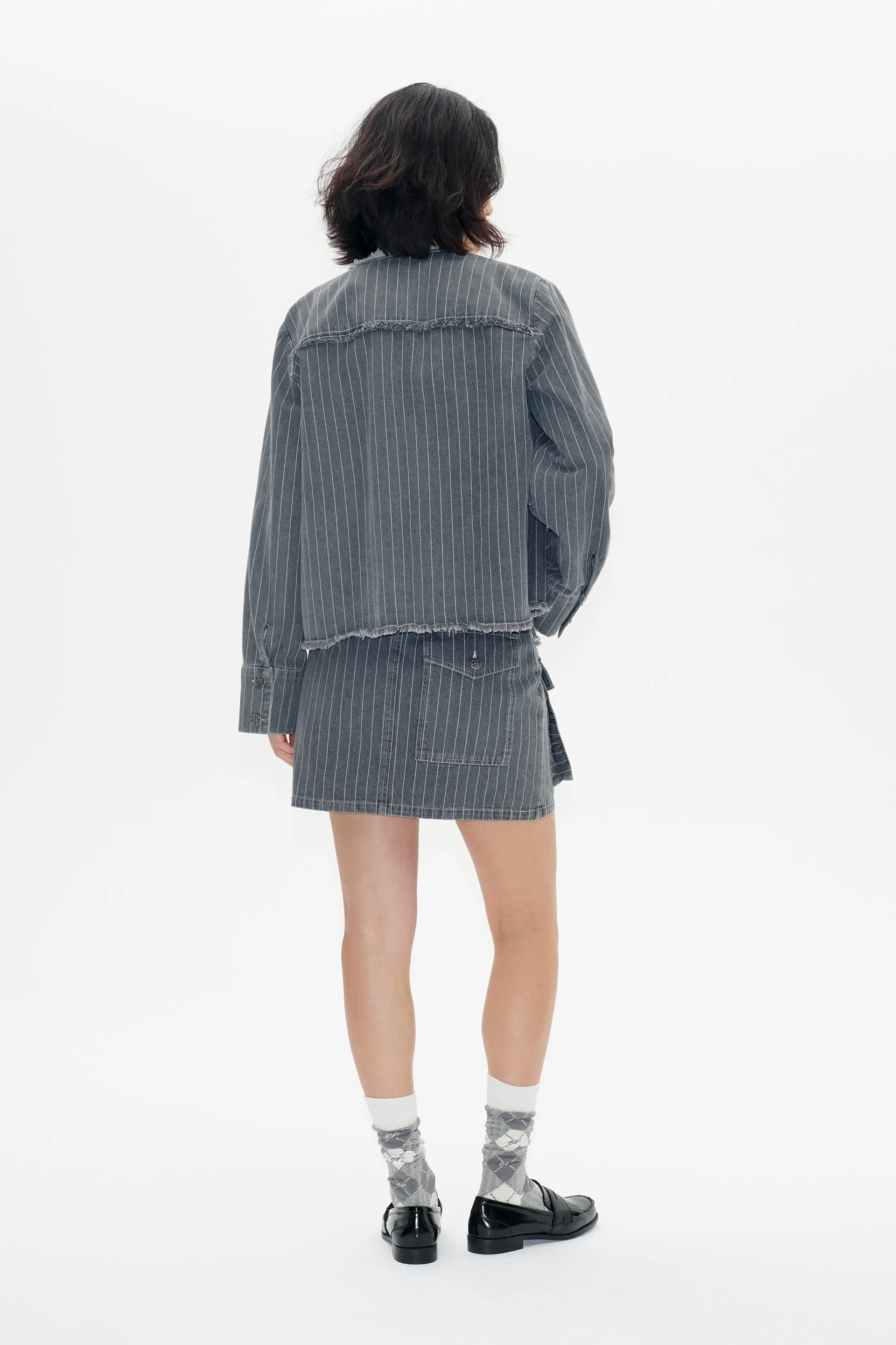 BO JACKET | Grey Pinstripe Denim sold by Baum und Pferdgarten product image thumbnail 2