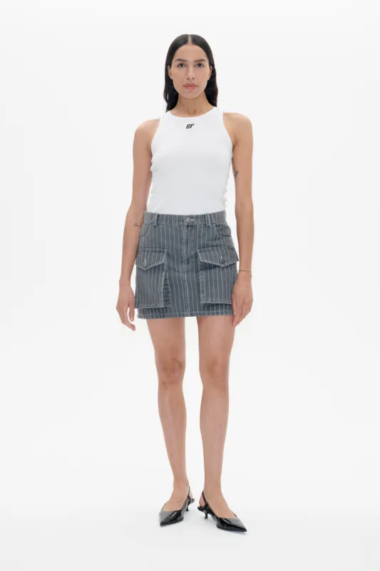 SALI SKIRT | Grey Pinstripe Denim sold by Baum und Pferdgarten