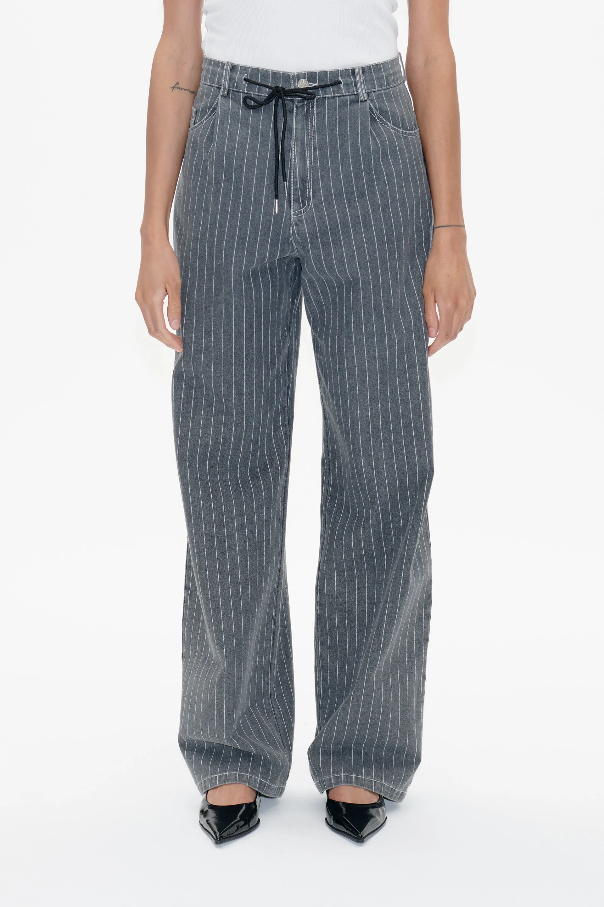 NANNY JEANS | Grey Pinstripe Denim sold by Baum und Pferdgarten product image thumbnail 3