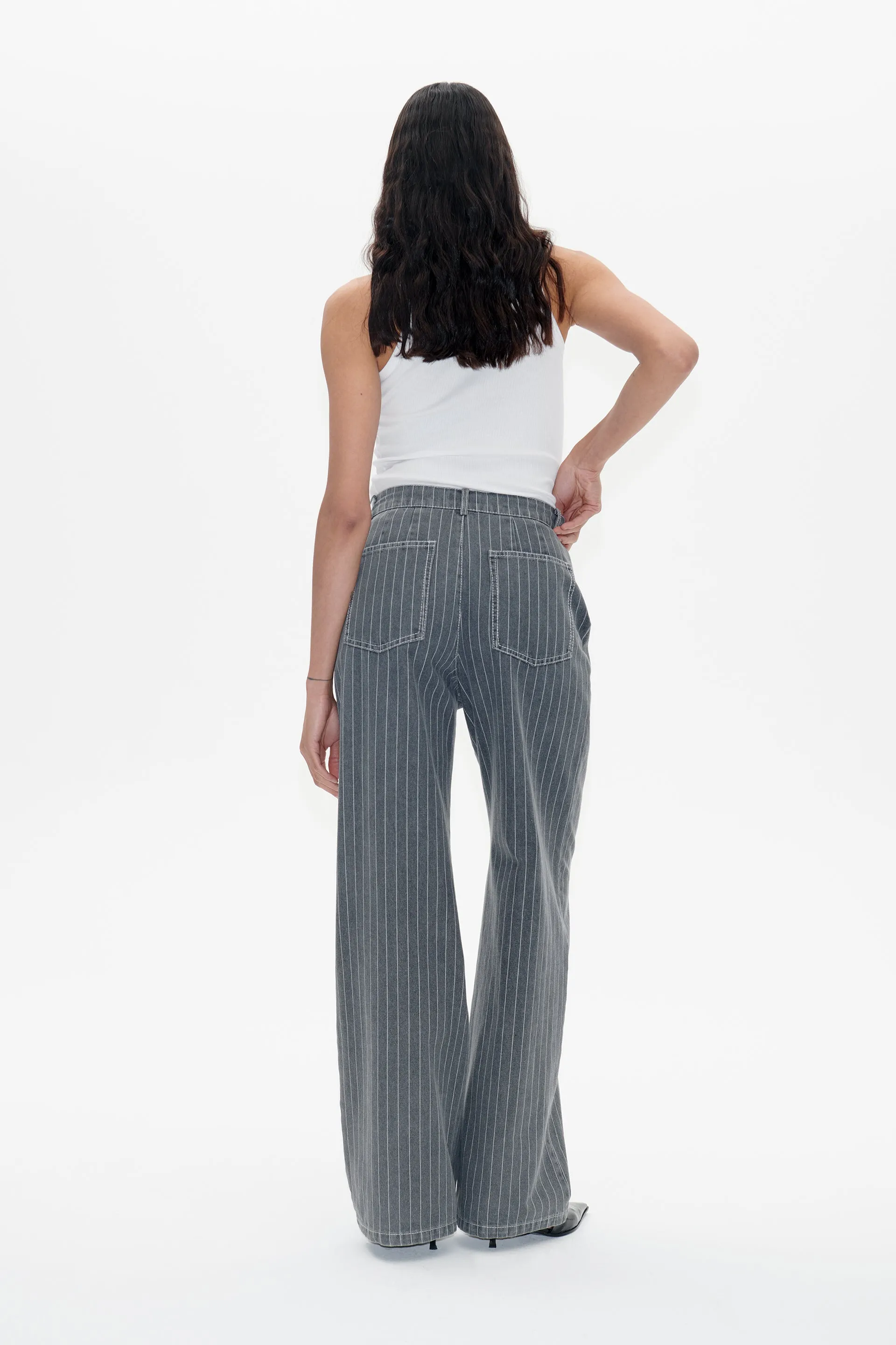 NANNY JEANS | Grey Pinstripe Denim sold by Baum und Pferdgarten product image thumbnail 2