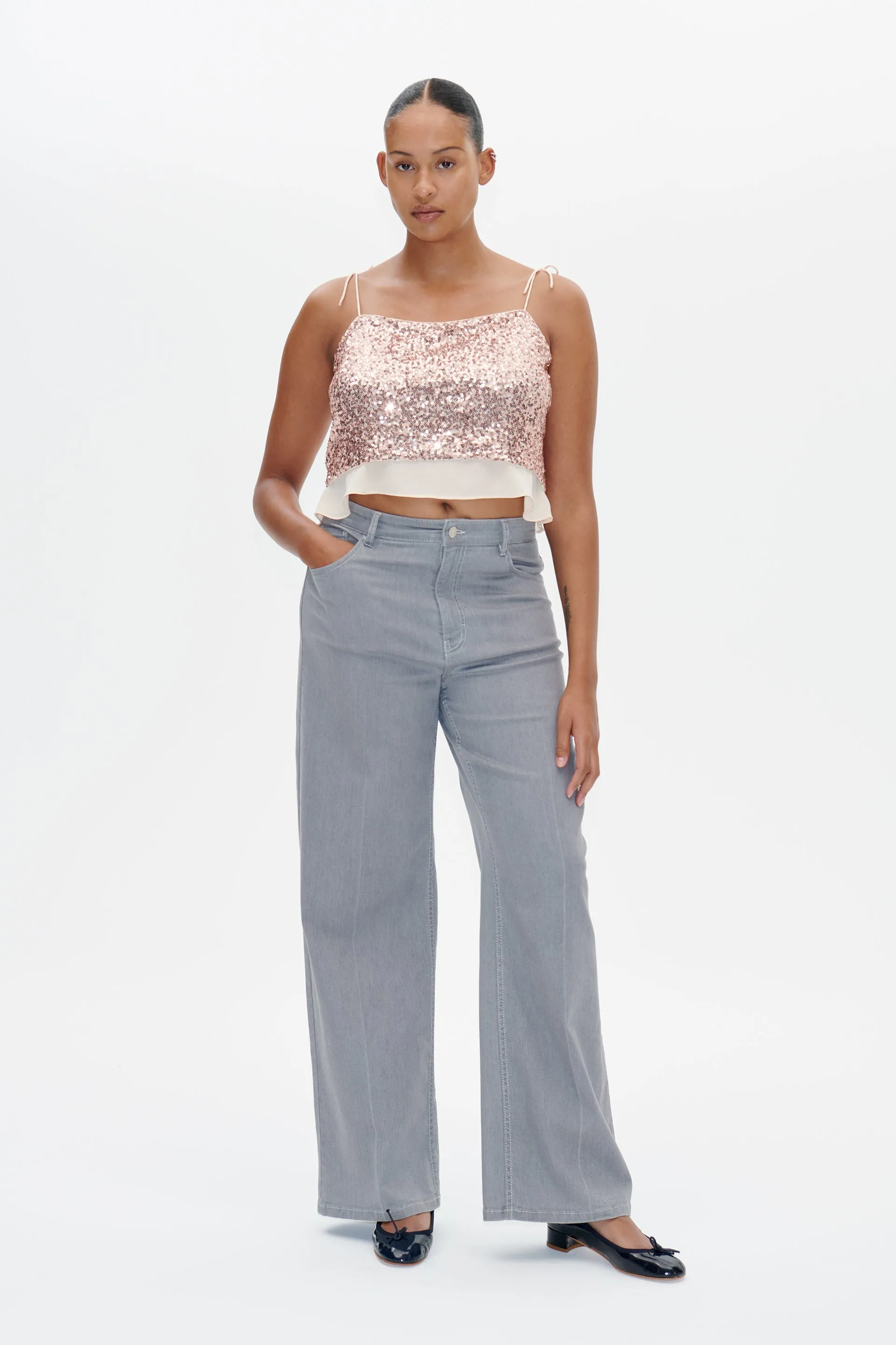 JOVANA TOP | Cafe Creme Sequins sold by Baum und Pferdgarten