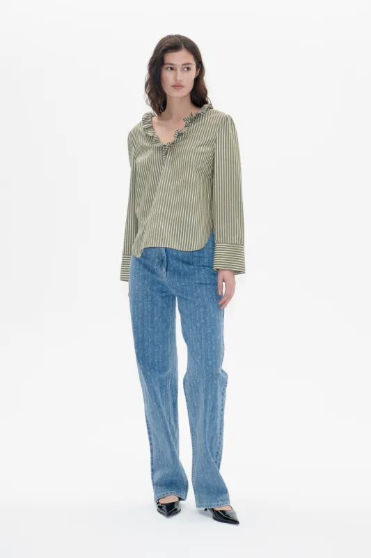 MEELA BLOUSE | Sphagnum Stripe sold by Baum und Pferdgarten