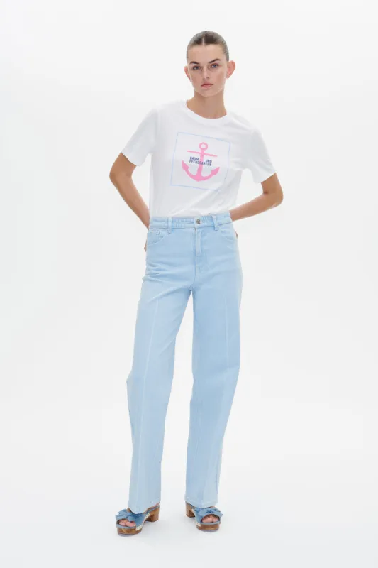 JAWO T-SHIRT | White Pink Anchor sold by Baum und Pferdgarten