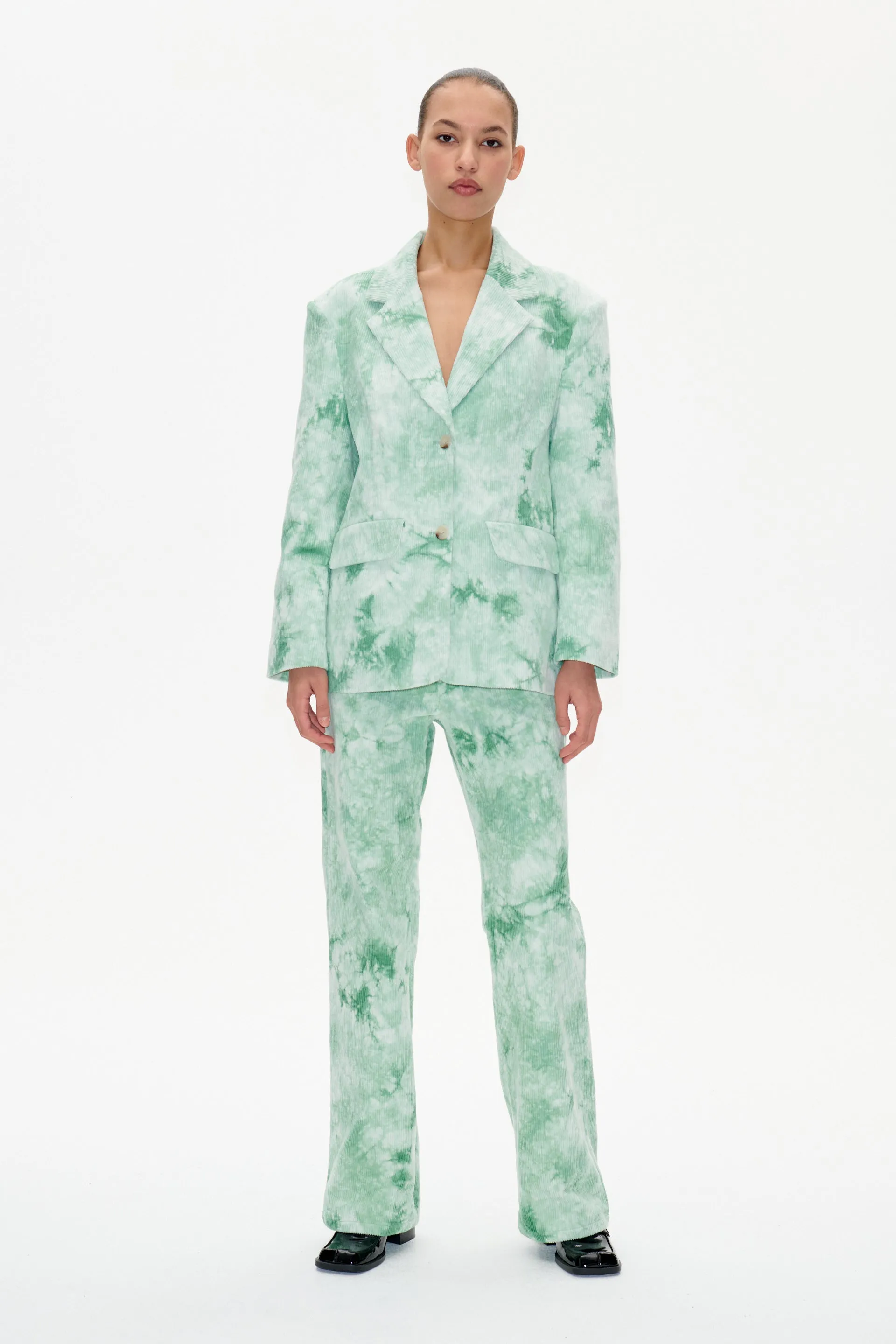 NELLY PANTS | Green Ice Velvet sold by Baum und Pferdgarten