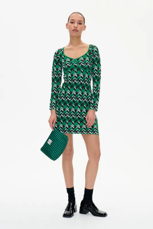 CAYDENCE DRESS | Green Geometric made by Baum und Pferdgarten