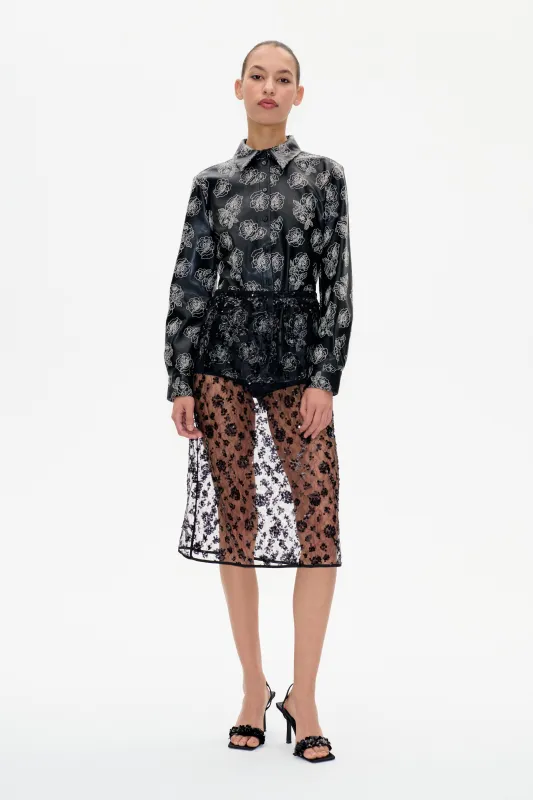 MANU SHIRT | Black Stitch Flower sold by Baum und Pferdgarten