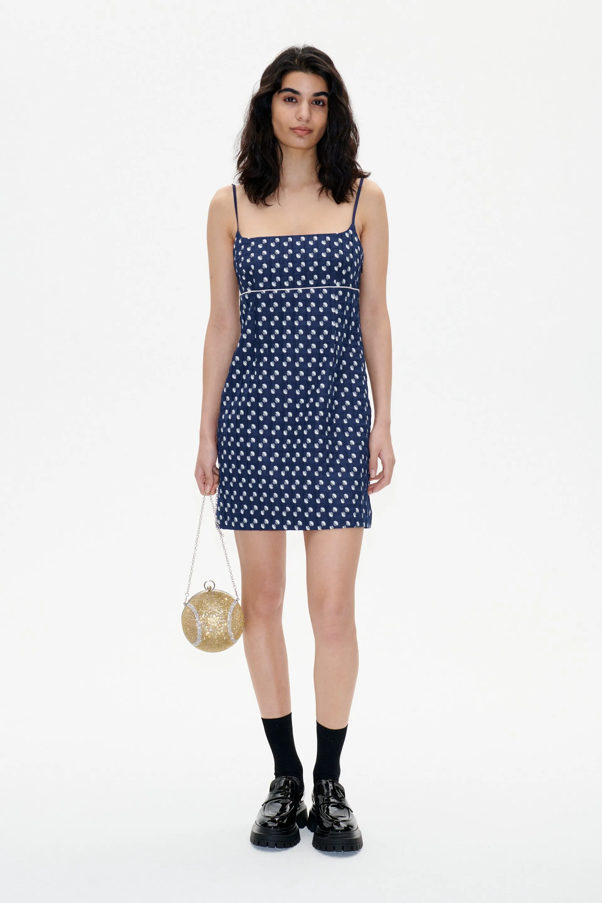 ALVERA DRESS | Blue Jacquard Dot sold by Baum und Pferdgarten