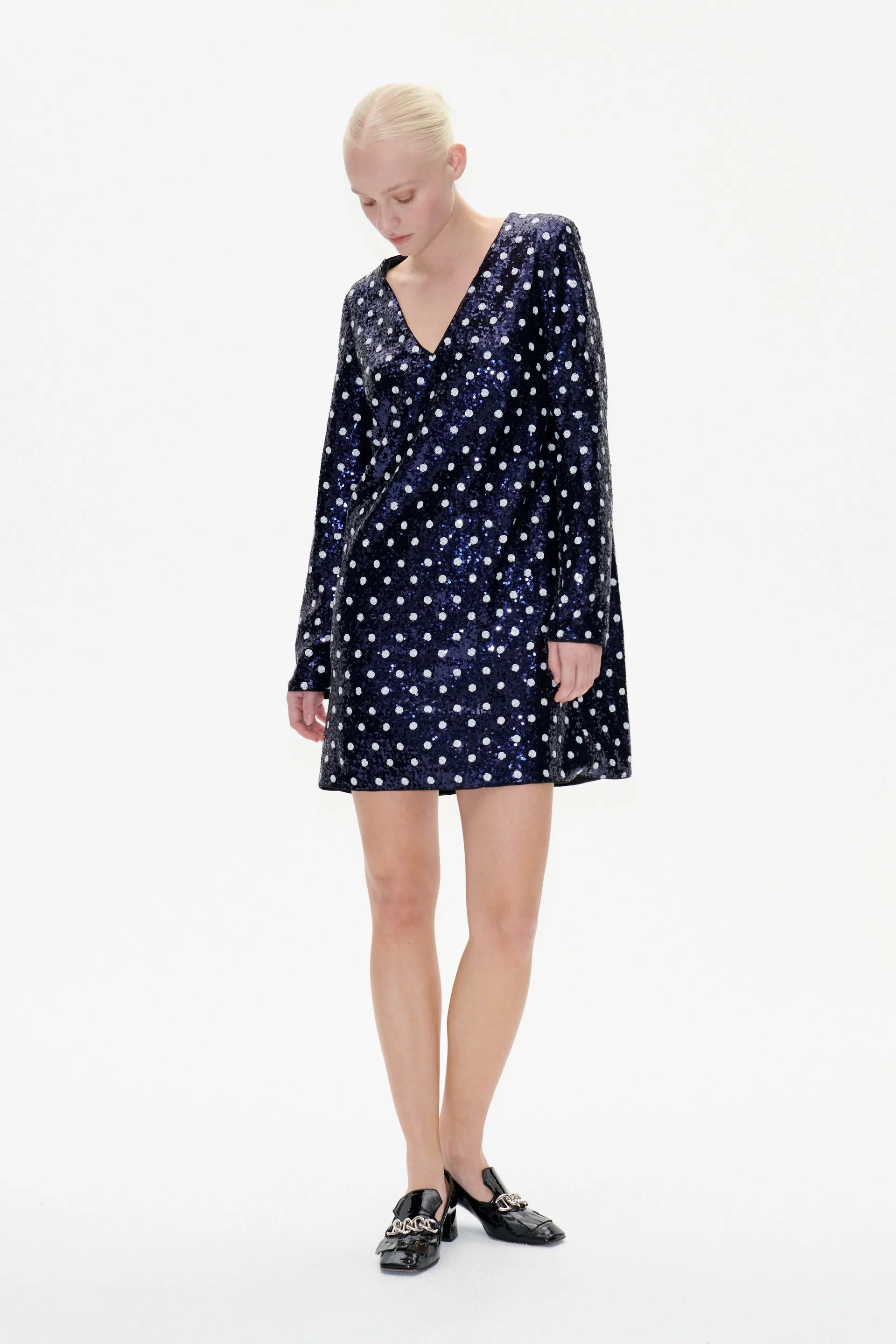 JAVONA DRESS | Blue Dotted Sequins sold by Baum und Pferdgarten