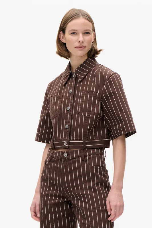 MAJSA SHIRT | Creme Brown Pinstripe sold by Baum und Pferdgarten