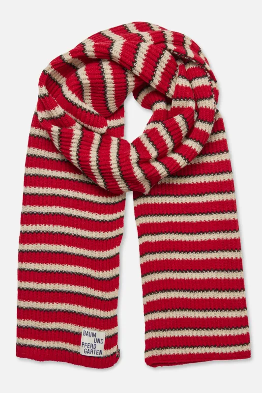 LEORA SCARF | Crimson Red Stripe sold by Baum und Pferdgarten