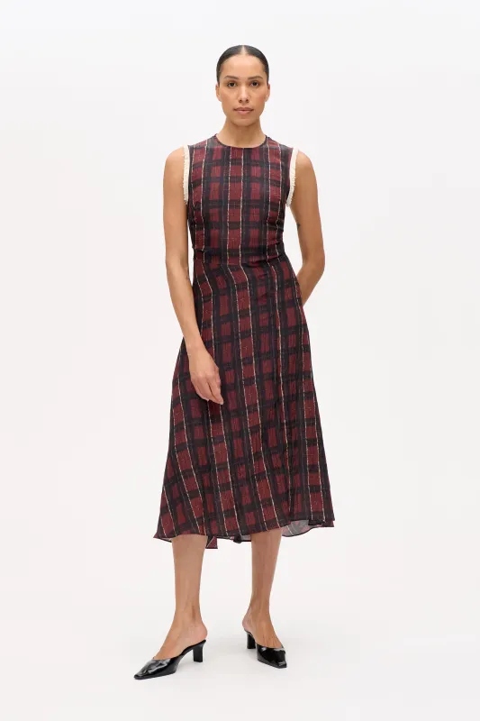 ATINA DRESS | Dark Red Check sold by Baum und Pferdgarten