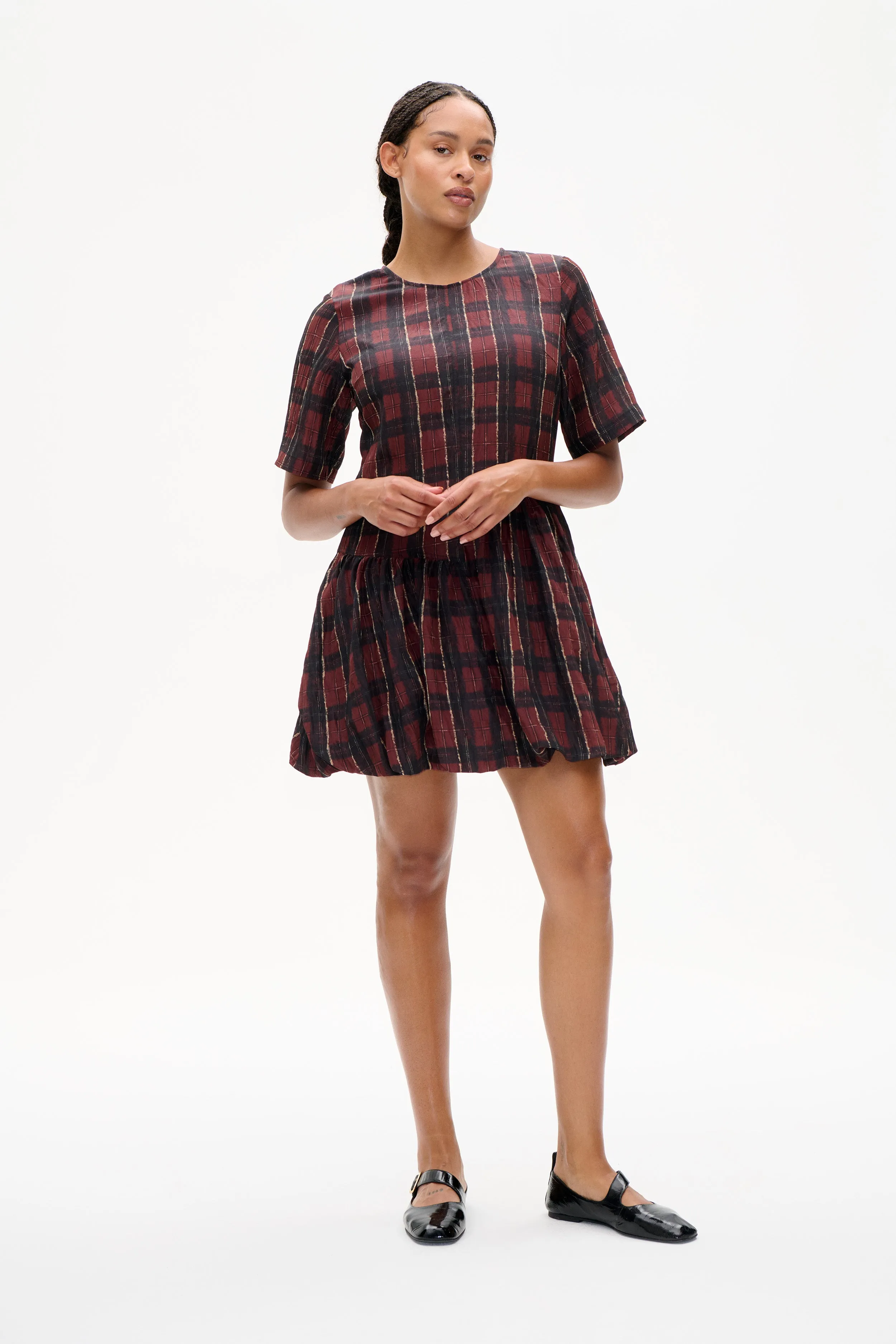 ASTRID DRESS | Dark Red Check sold by Baum und Pferdgarten