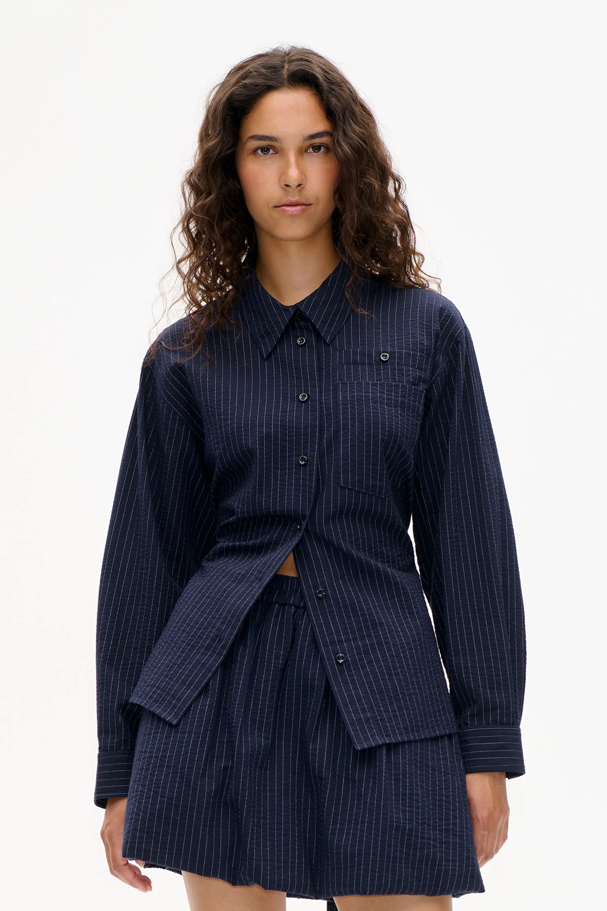 MATINA SHIRT | Navy Blue Pinstripe sold by Baum und Pferdgarten product image thumbnail 3