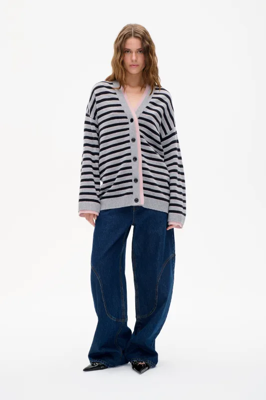 CISSIA CARDIGAN | Grey Black Stripe sold by Baum und Pferdgarten