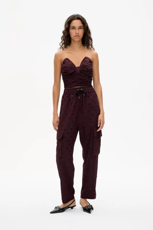 NEMU TROUSERS | Deep Burgundy Sequins Flower made by Baum und Pferdgarten