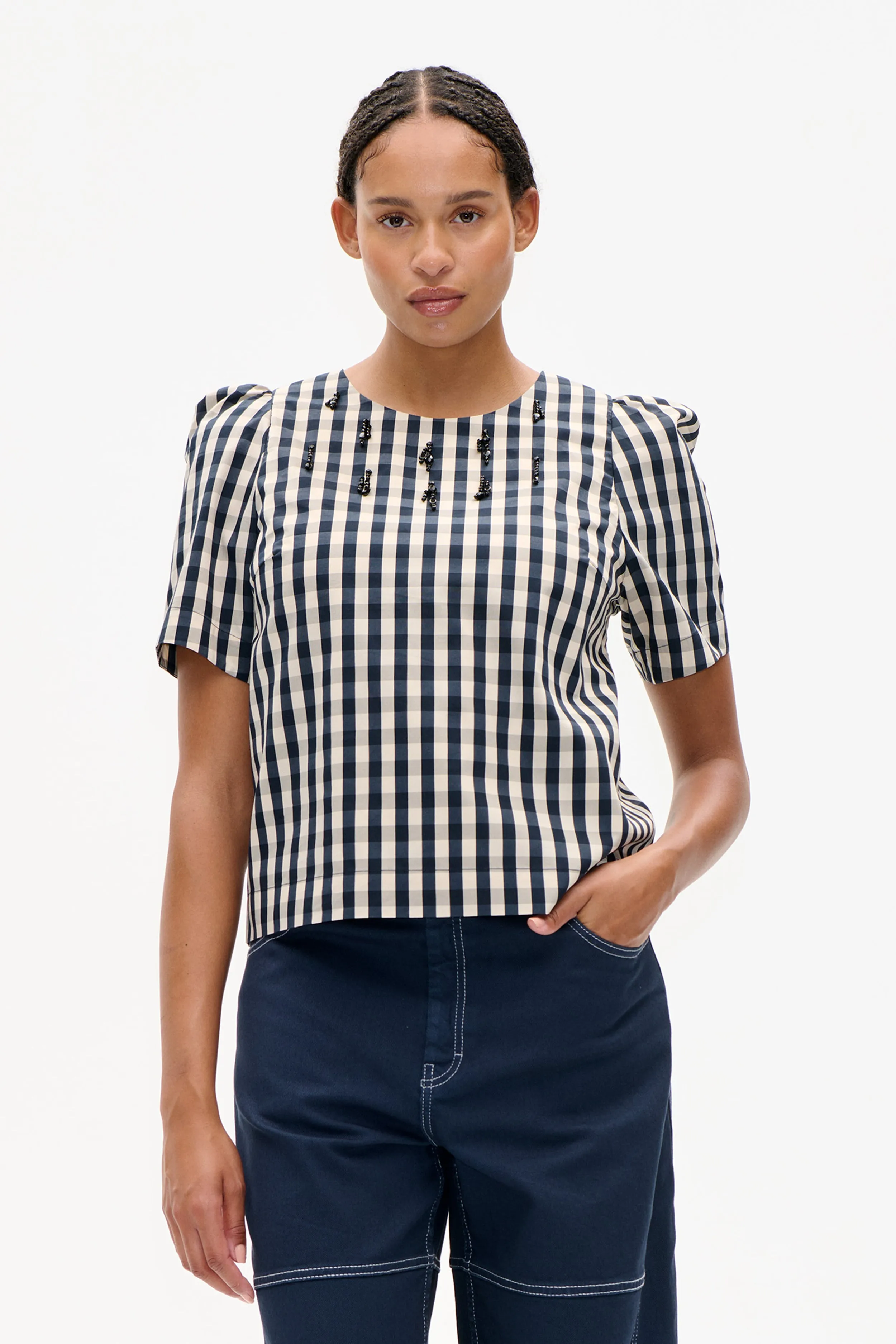 MINU BLOUSE | Navy Creme Check sold by Baum und Pferdgarten product image thumbnail 3