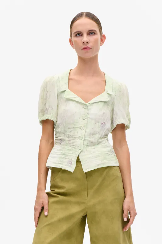 MACAIA BLOUSE | Distorted Green Flower made by Baum und Pferdgarten