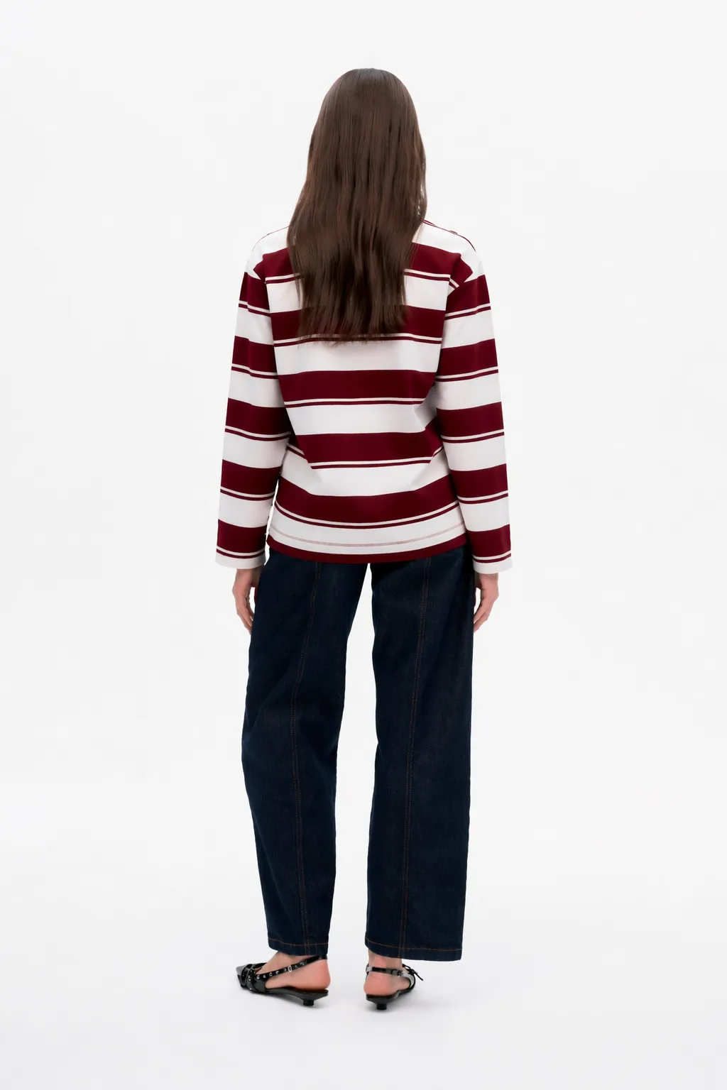 JEANNE TOP | Pink Red Polo Stripe sold by Baum und Pferdgarten product image thumbnail 2
