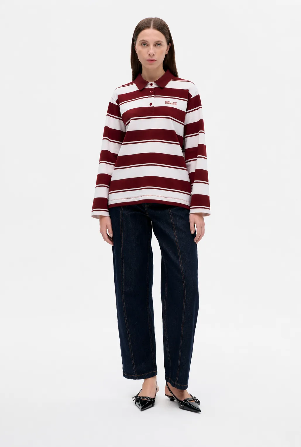 JEANNE TOP | Pink Red Polo Stripe sold by Baum und Pferdgarten product image thumbnail 3