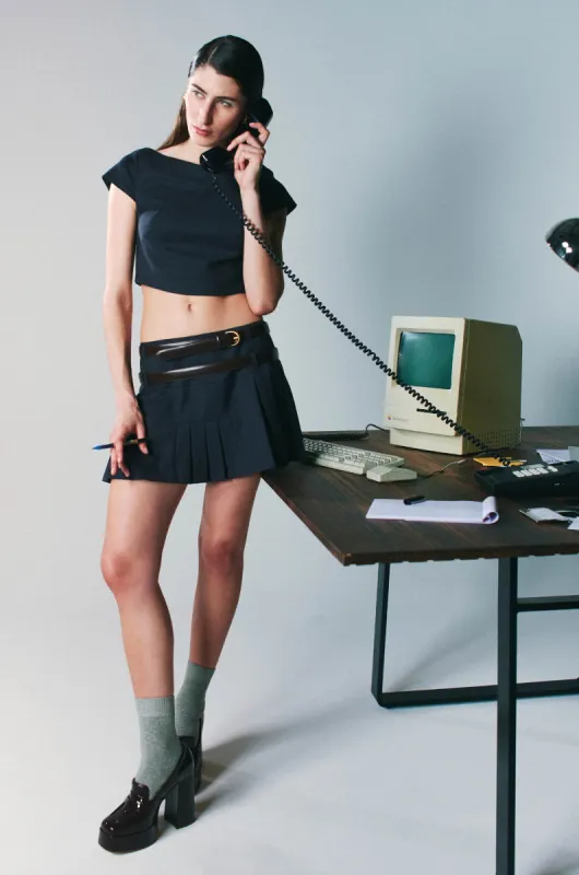 DUA PLEAT MINI SKIRT sold by Mode Mischief