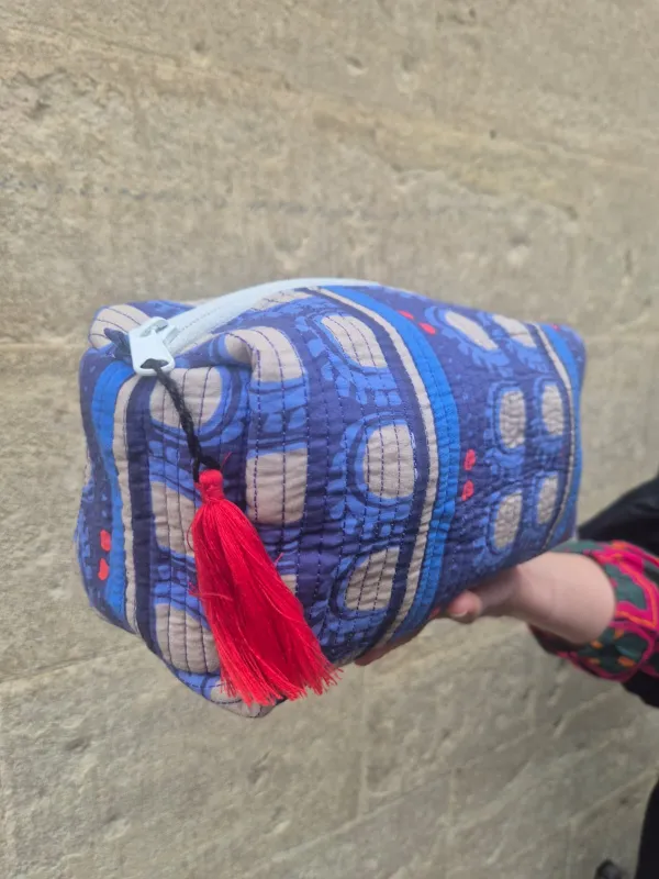 Quilted Make-up Bag  'Red Bead' made by Humphries & Begg