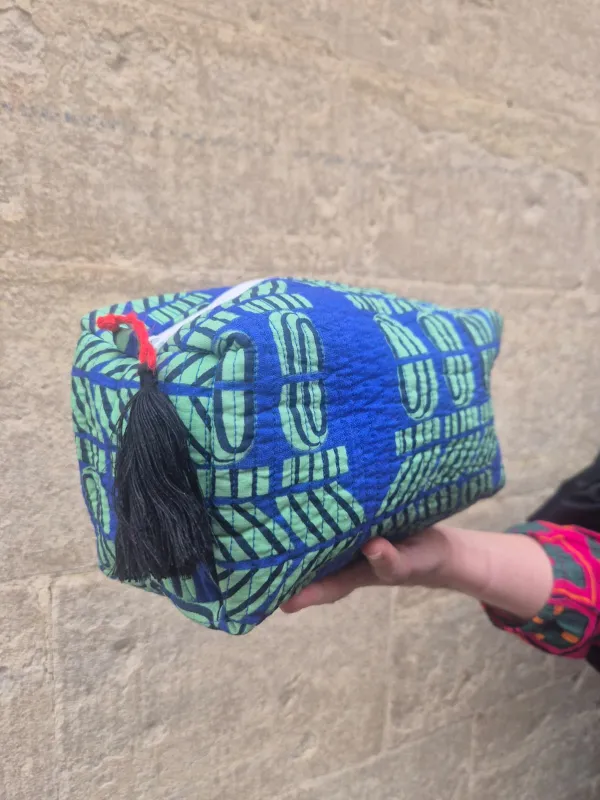 Quilted Make-up Bag  'Flamingo Splits' made by Humphries & Begg