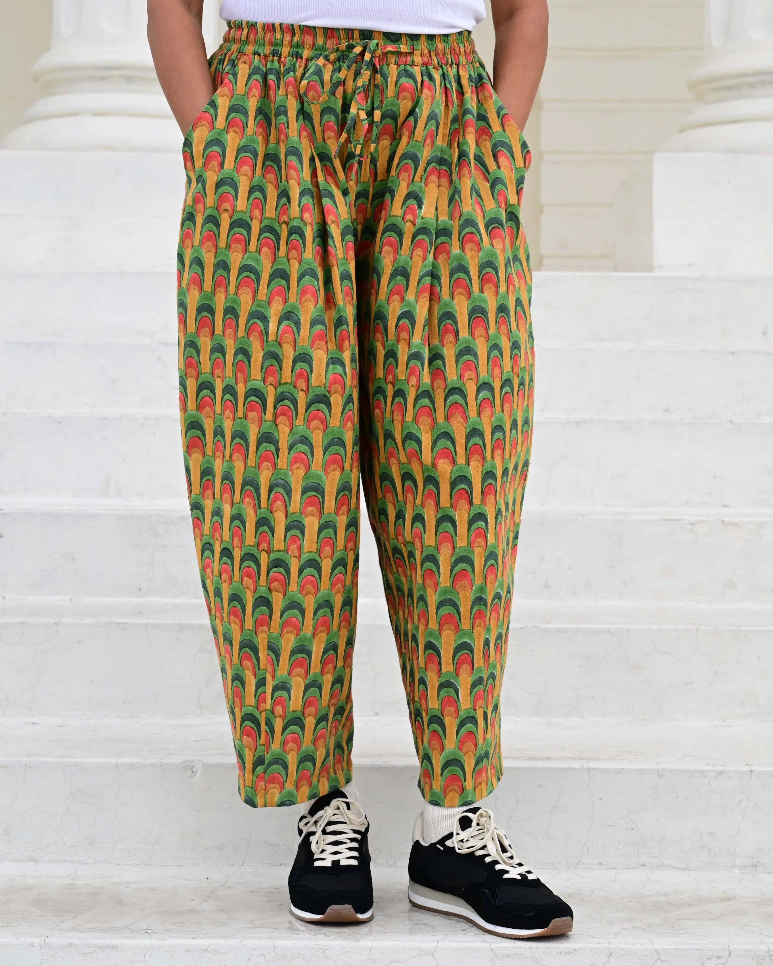 Anko Trousers in 'Peacock Fan' sold by Humphries & Begg